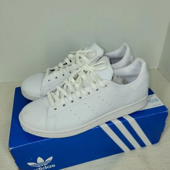 Adidas Shoes Size 8.5 Womens Stan Smith All White Leather Tennis Sneakers Q47225
