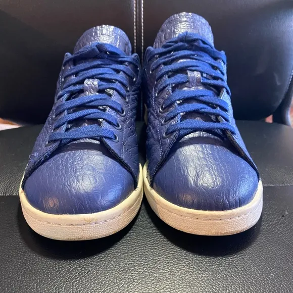 Adidas Stan Smith Vibrant Blue Crocodile Textured Low-Top Sneakers Size 10
