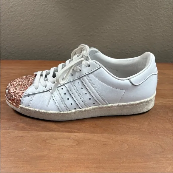 Adidas Superstar 80s 3D Metal Rose Gold Toe Trainer Sneakers, Womens size 7.5