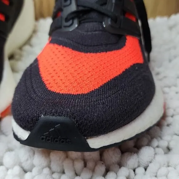 ADIDAS ULTRA BOOST 21 BLACK/ORANGE CANVAS SNEAKERS MENS SIZE 8.5 🔥👌 HEAT GUC