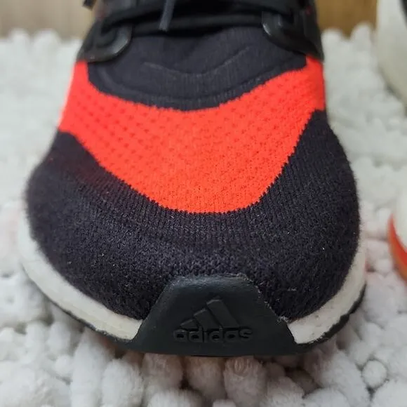 ADIDAS ULTRA BOOST 21 BLACK/ORANGE CANVAS SNEAKERS MENS SIZE 8.5 🔥👌 HEAT GUC