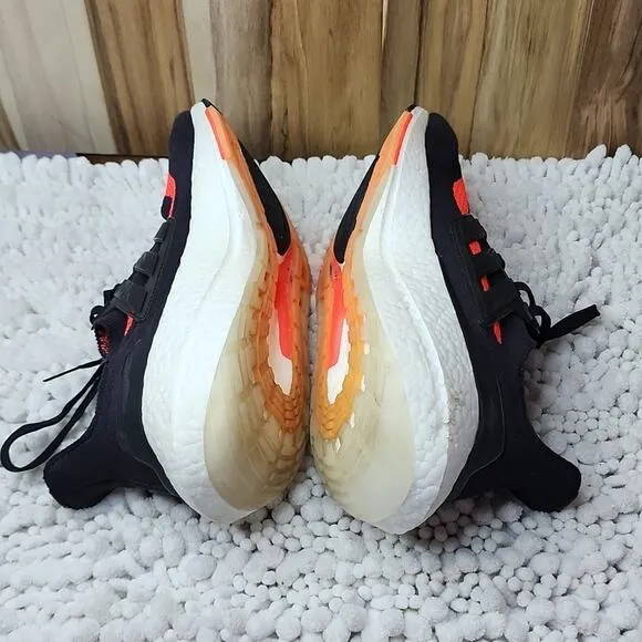 ADIDAS ULTRA BOOST 21 BLACK/ORANGE CANVAS SNEAKERS MENS SIZE 8.5 🔥👌 HEAT GUC