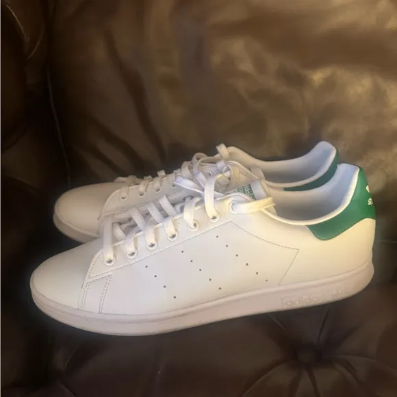 Adidas White and Green Low-Top Athletic Sneakers