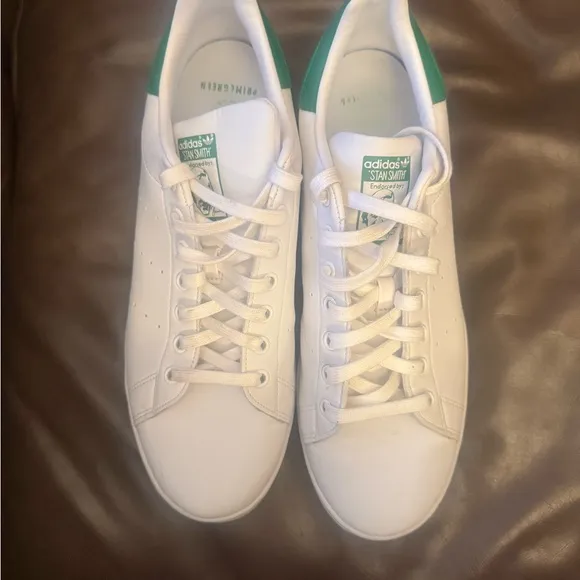 Adidas White and Green Low-Top Athletic Sneakers