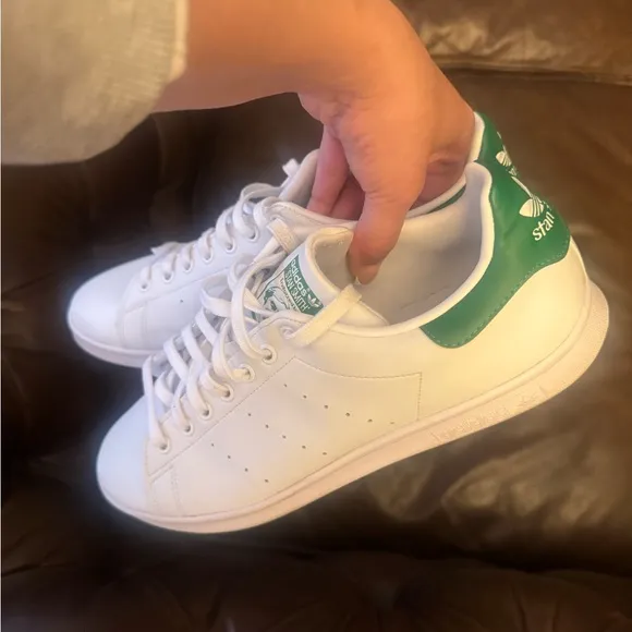 Adidas White and Green Low-Top Athletic Sneakers