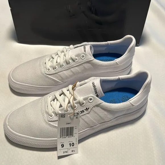 Adidas Canvas Shoes Mens 9 White 3MC