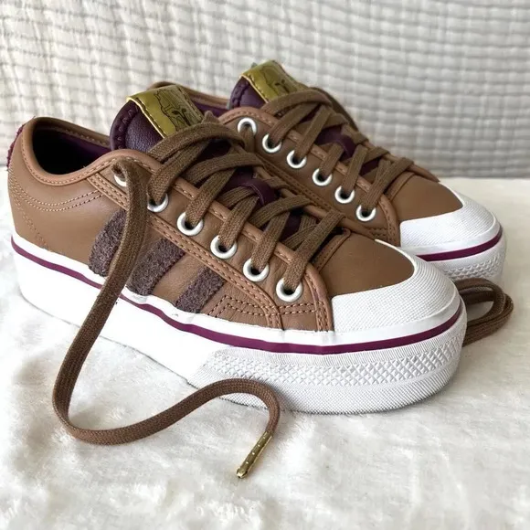 Adidas Mens Brown Lace Up Star Wars Nizza Platform Sneakers Shoes Size 6.5