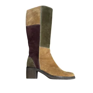 Aerosoles Vintage Suede Patchwork Color Block Knee High Boots Size 8M