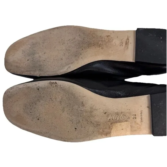 Aeyde Kristen Ballet Flats 39EU/US8 Black Leather Made in Italy