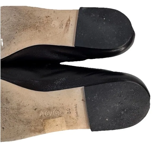 Aeyde Kristen Ballet Flats 39EU/US8 Black Leather Made in Italy