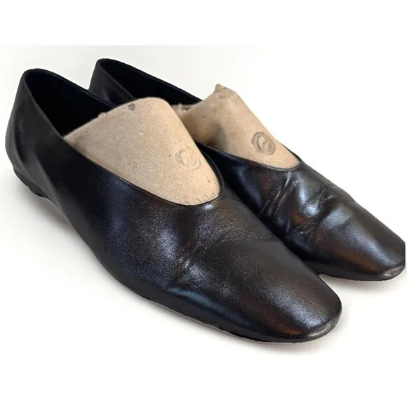 Aeyde Kristen Ballet Flats 39EU/US8 Black Leather Made in Italy