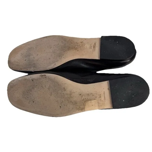 Aeyde Kristen Ballet Flats 39EU/US8 Black Leather Made in Italy