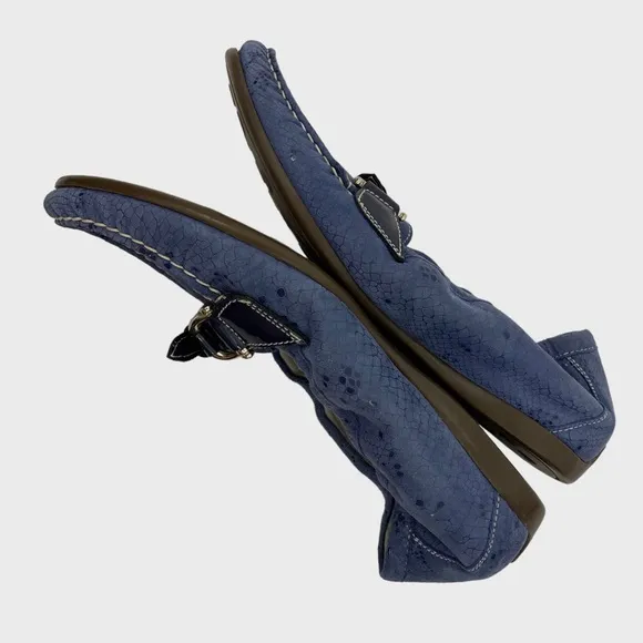 AGL Attilio Giusti Leombruni Blue Leather Driving Moccasins Size 38