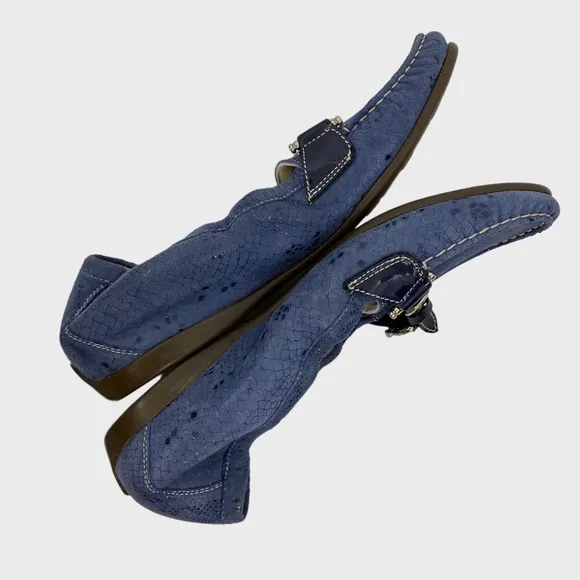 AGL Attilio Giusti Leombruni Blue Leather Driving Moccasins Size 38