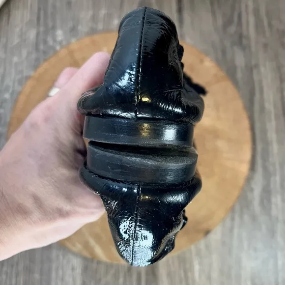 *agl | Black Patent Leather Ballet Flats with Raw Edge Bow Size 37/7