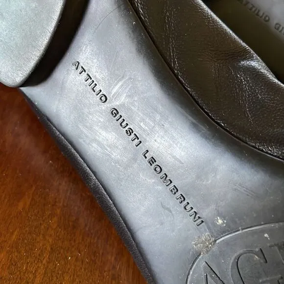 AGL Black Patent, Leather &amp; Bronze Flats - 37