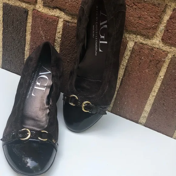 AGL Captoe Leather buckle Ballerina Flats Size 37