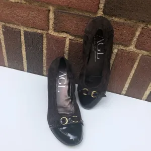 AGL Captoe Leather buckle Ballerina Flats Size 37