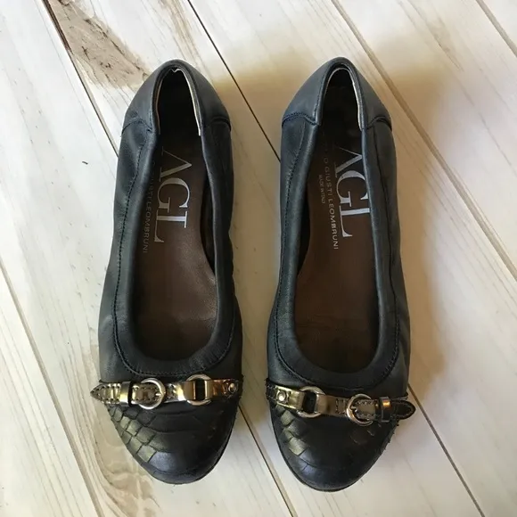 AGL Dark Blue Cap Toe Flats