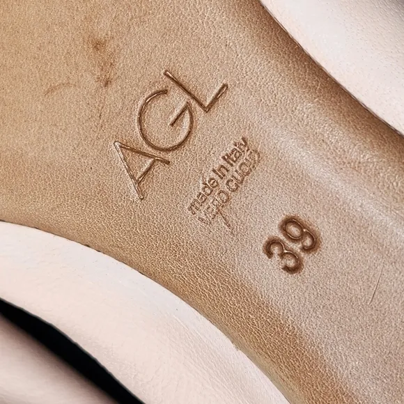 AGL flats women's 9 cream leather two tone snake balletcore Made Italy new $355