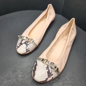 AGL flats women's 9 cream leather two tone snake balletcore Made Italy new $355