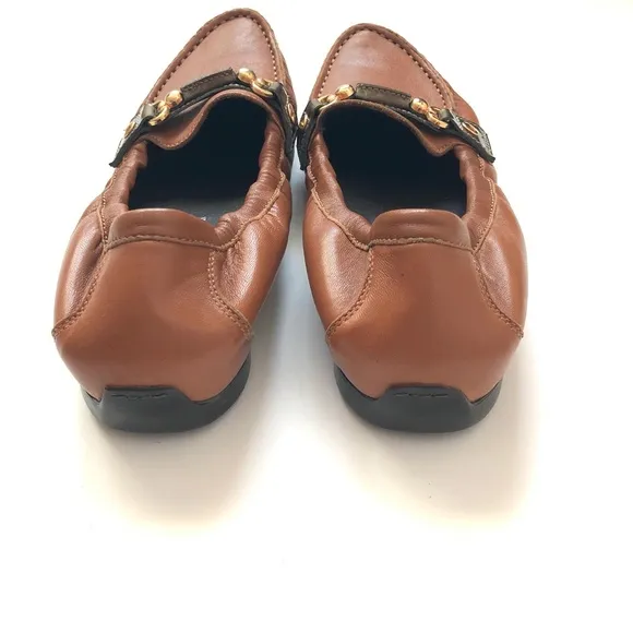 AGL Italian Brown Leather Loafer Flats