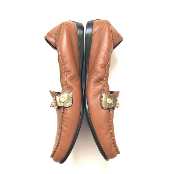 AGL Italian Brown Leather Loafer Flats