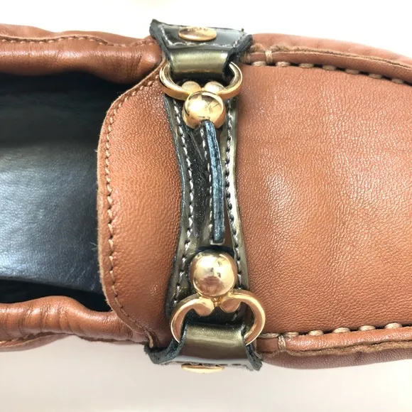 AGL Italian Brown Leather Loafer Flats