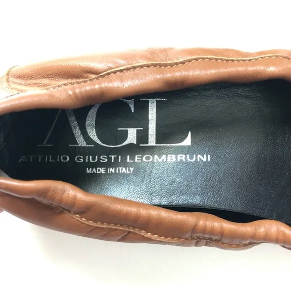 AGL Italian Brown Leather Loafer Flats