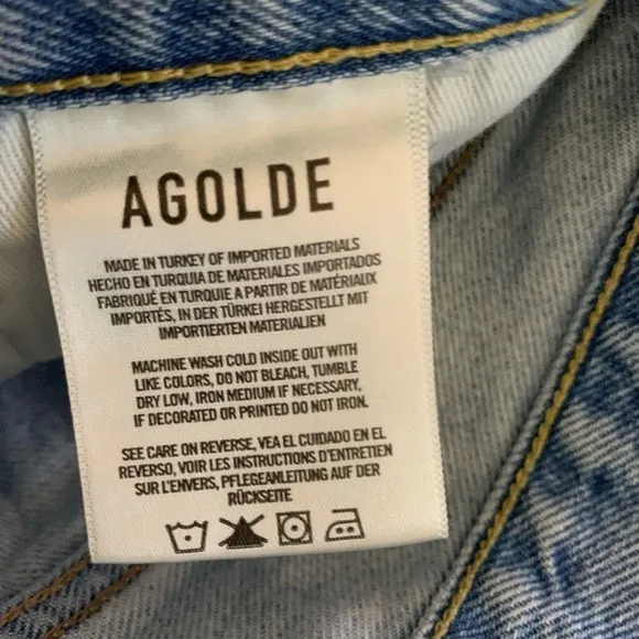 Agolde Parker, denim shorts, light wash, high-rise, Daisy dukes, frayed. 30