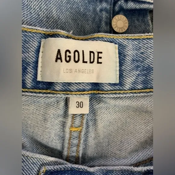 Agolde Parker, denim shorts, light wash, high-rise, Daisy dukes, frayed. 30