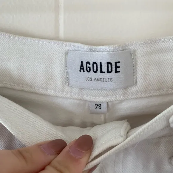 Agolde Riley Crop High-Rise Straight Jeans in Sour Cream Size 28 Gently Used
