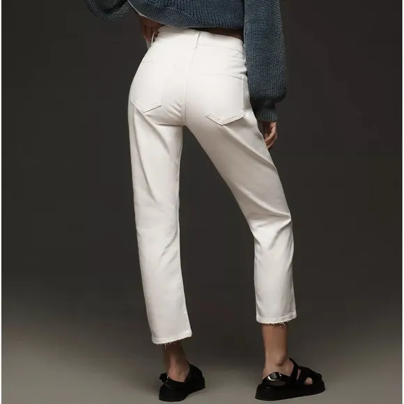 Agolde Riley Crop High-Rise Straight Jeans in Sour Cream Size 28 Gently Used