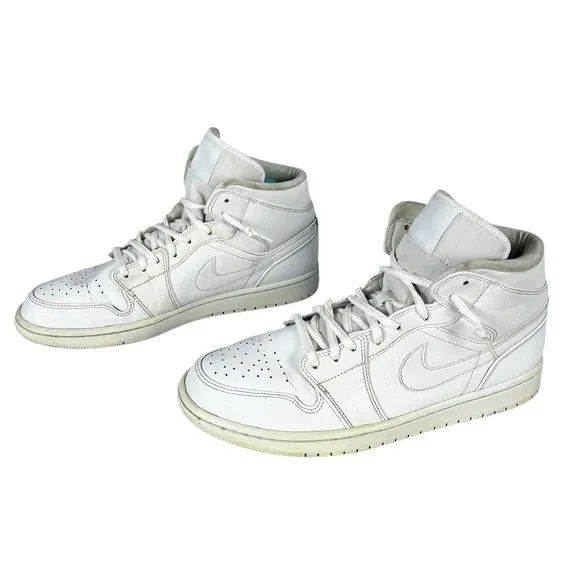 Air Jordan 1 Sneakers Mens 11.5 Mid White Retro