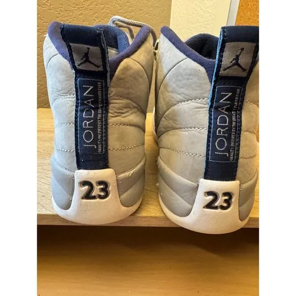 Air Jordan 12 Retro &quot;Wolf Grey/University Blue&quot; GS Sneakers - Size 5Y