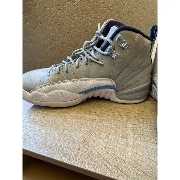 Air Jordan 12 Retro &quot;Wolf Grey/University Blue&quot; GS Sneakers - Size 5Y