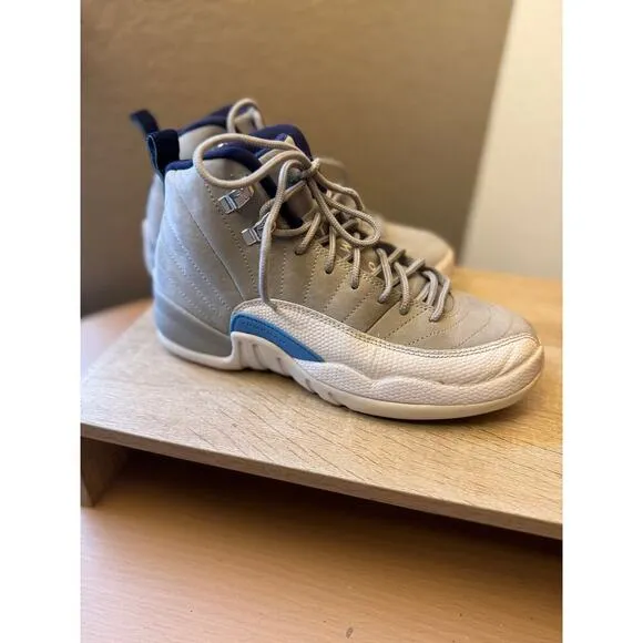 Air Jordan 12 Retro &quot;Wolf Grey/University Blue&quot; GS Sneakers - Size 5Y