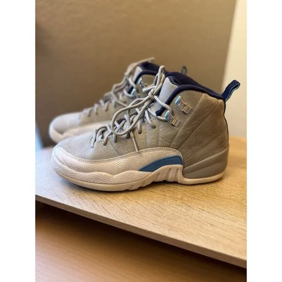 Air Jordan 12 Retro &quot;Wolf Grey/University Blue&quot; GS Sneakers - Size 5Y