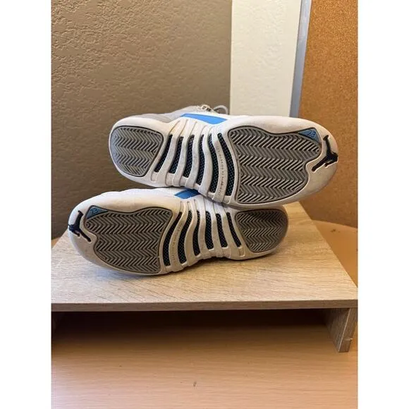 Air Jordan 12 Retro &quot;Wolf Grey/University Blue&quot; GS Sneakers - Size 5Y
