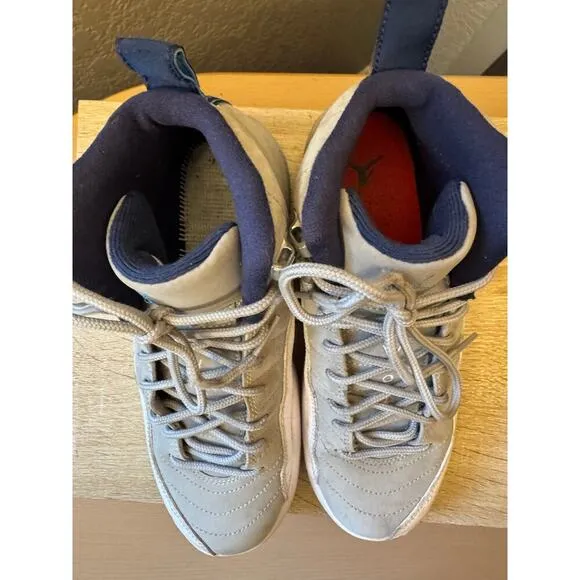 Air Jordan 12 Retro &quot;Wolf Grey/University Blue&quot; GS Sneakers - Size 5Y