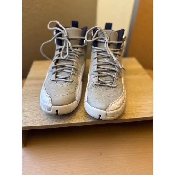 Air Jordan 12 Retro &quot;Wolf Grey/University Blue&quot; GS Sneakers - Size 5Y