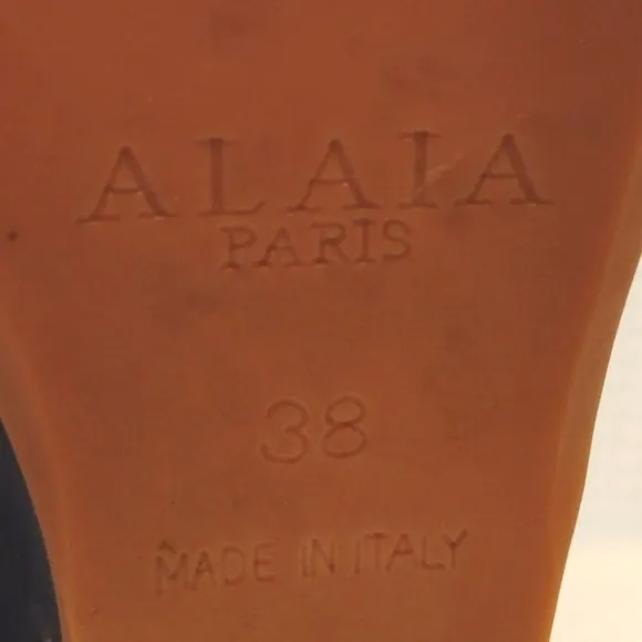 Alaia Paris Azzedine Black Satin Heels Sandals Wedge Pump Ankle Strap Buckles
