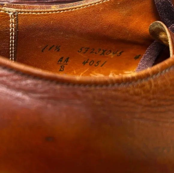 Alden 4051 Vintage Split toe Ripple sole Derby Brown Sz 11.5