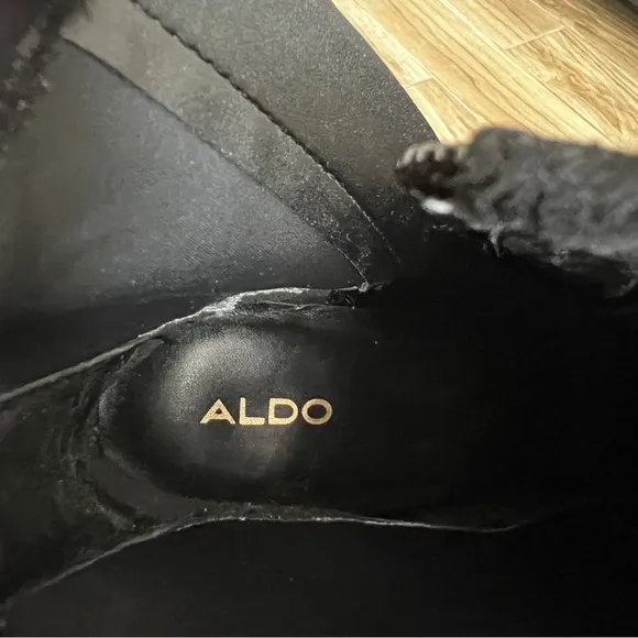 Aldo NEW Women's Boots Aurla Black Vegan Rhinestone Glam Heeled Night Out Size 9
