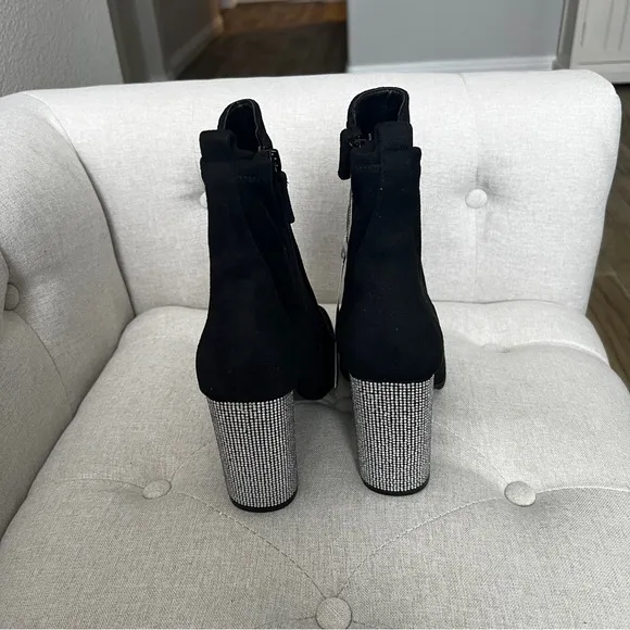 Aldo NEW Women's Boots Aurla Black Vegan Rhinestone Glam Heeled Night Out Size 9