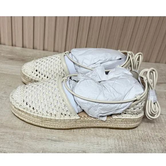 Aldo Zap Picot Espadrille Wedges Sandal in Beige Women's Size 6.5