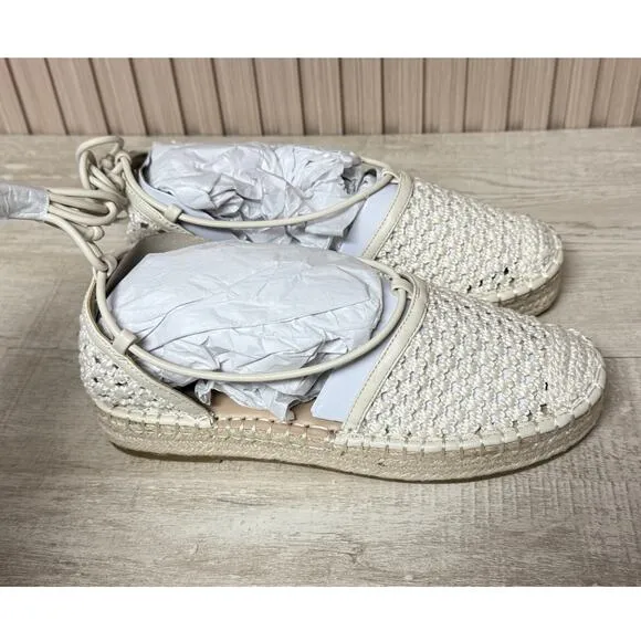 Aldo Zap Picot Espadrille Wedges Sandal in Beige Women's Size 6.5