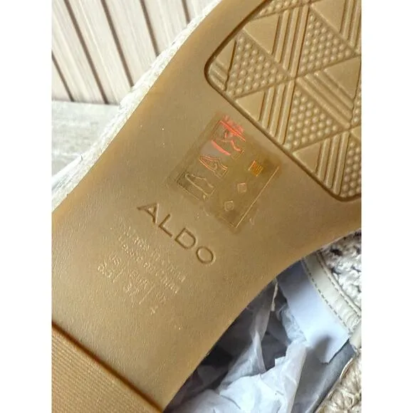 Aldo Zap Picot Espadrille Wedges Sandal in Beige Women's Size 6.5