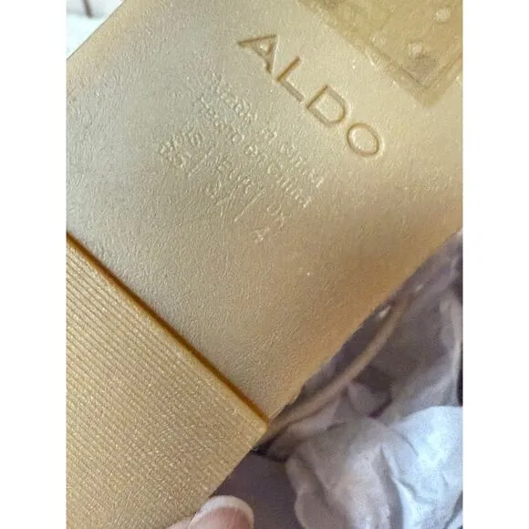 Aldo Zap Picot Espadrille Wedges Sandal in Beige Women's Size 6.5
