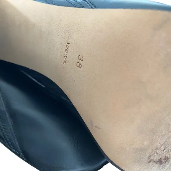 Alexander Wang Addison Platform Leather Heeled Black Blue Boots size 38 size 8